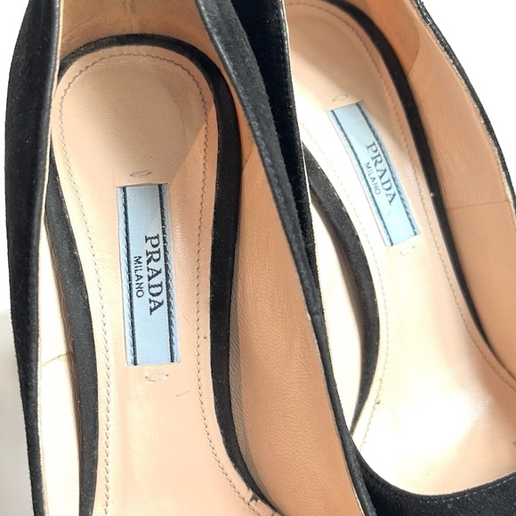 Prada Nero Camoscio Basic Platform Pumps - Picture 9 of 10